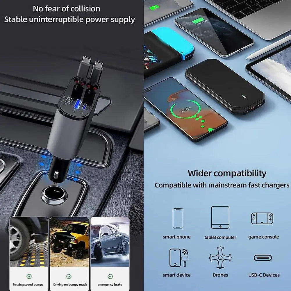 4 IN 1 Retractable Phone Car Charger