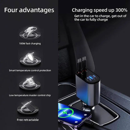 4 IN 1 Retractable Phone Car Charger