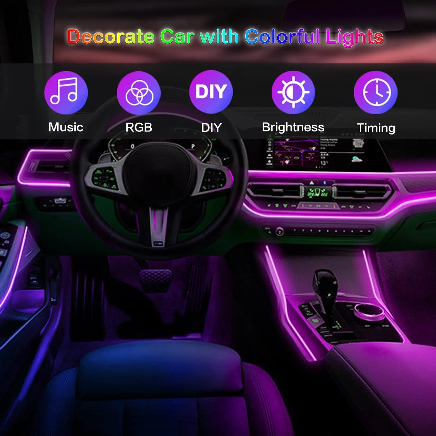 LED Car Interior Ambient Strip Lights